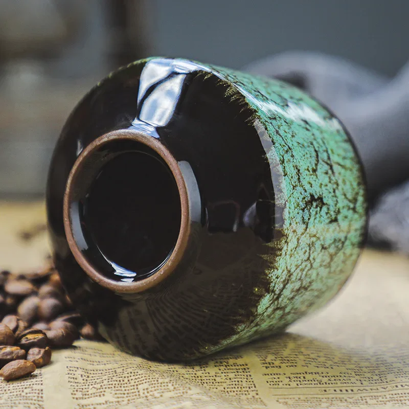 1 قطعة الملونة رد الفعل الصقيل السيراميك القهوة القدح الخزف الكونغ فو فنجان الشاي الفخار المنزل مكتب القهوة لاتيه الفن القدح النبيذ درينكوير