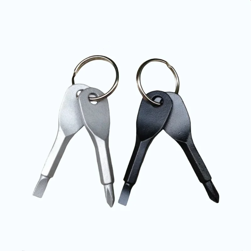 Portable Screwdriver, Outdoor EDC Portable Multifunctional Tool Straight Screwdriver Cross Screwdriver with Keychain