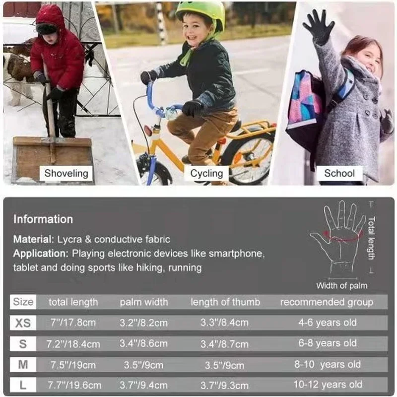 Guanti da equitazione per bambini invernali per bambini Touch Screen impermeabile antiscivolo caldo Sport all\'aria aperta bicicletta ciclismo sci