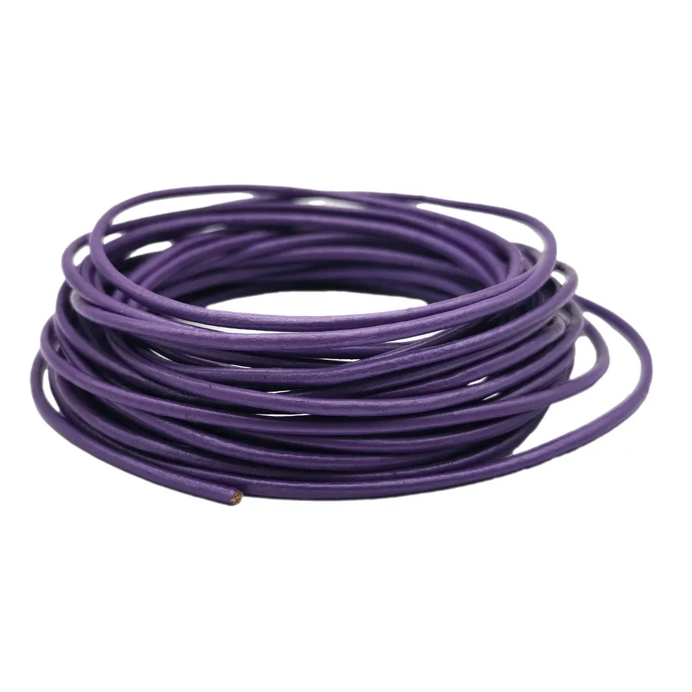 Metallic Purple 5 Yards 2mm Leather Strap 2.0mm Diameter Genuine Leather Cord Bracelet Necklace Making