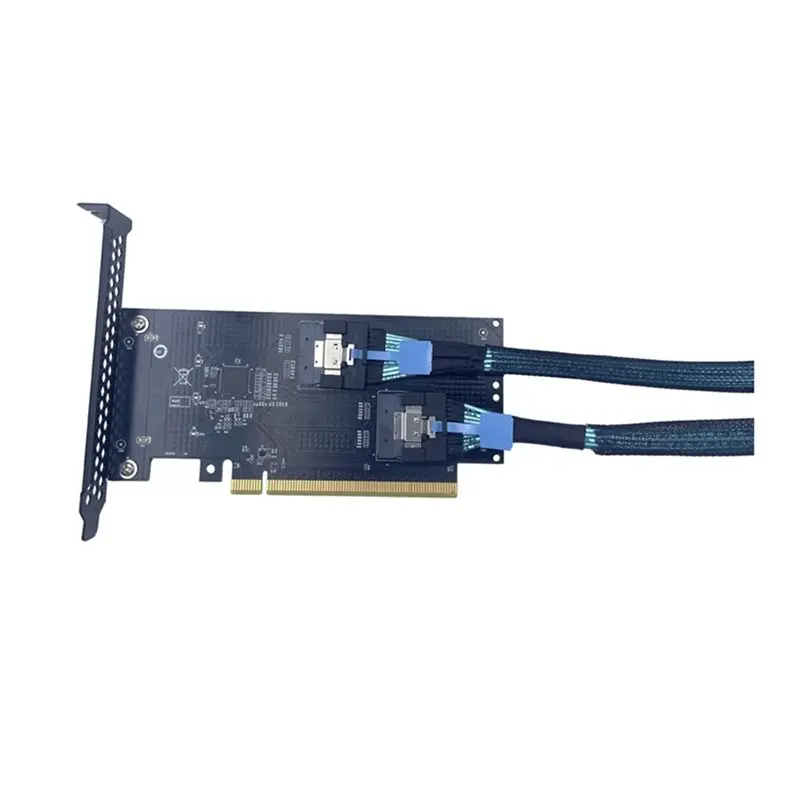 

Карта адаптера Ingenious-Slimsas SFF-8654 + кабель Slimsas 4,0, 2 порта PCIE 4,0 16X к SFF-8654-8I SFF8654, карта расширения, видеокартовая карта