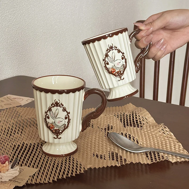 

French Vintage Style Ceramic Mug High Aesthetic Home Gift Tall Cup for Drinking Water