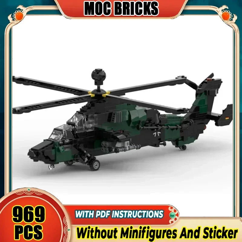 

Модель военного самолета Moc, строительные кирпичи, еврокоптер EC665, тигровый истребитель, технологические блоки, подарок, Рождественская игрушка, набор «сделай сам», сборка