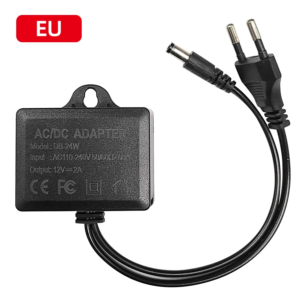 12V 2A AC DC CCTV Camera Power Adapter Waterproof Outdoor Power Supply EU US Plug Charger For Security Cameras