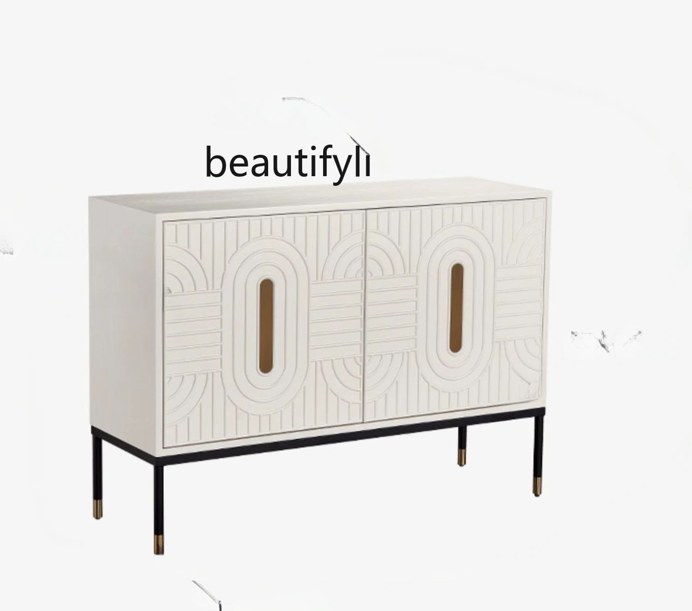 Light LuxuryEntrance Cabinet Creamy-whiteTwo-Door Hallway SideboardCabinet American ModernPartition Door Curio Cabinet Household