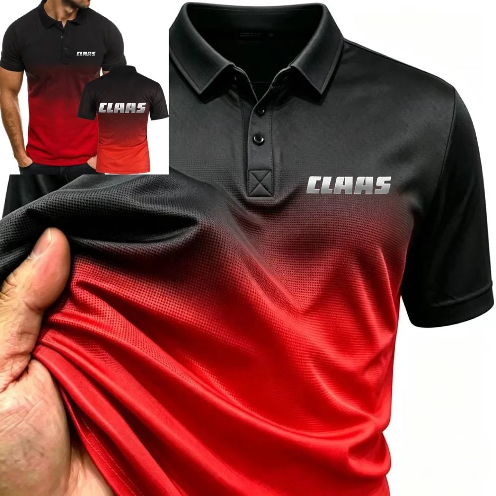Summer New Men's Polo Shirts Gradient Color Lapel Tshirt Sport Youth Short Sleeve Tees POLOS Claas Agriculture Tractor