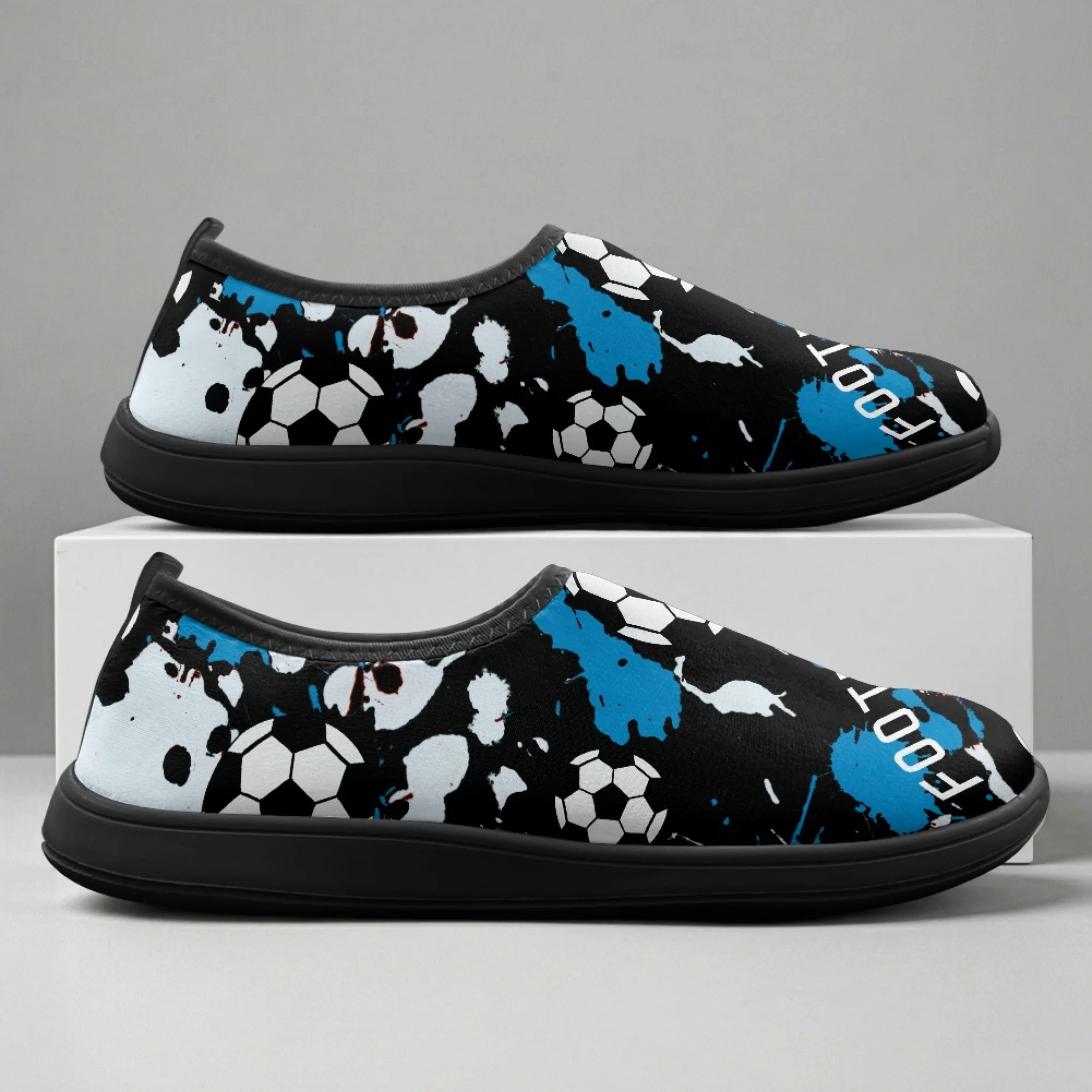 

XIXIRIMIDO Slip-on Wide-toed Shoes Soccer Print Men's Breathable Mesh Shoes Womens Fashion Summer Sneakers Walking Shoes 36-46