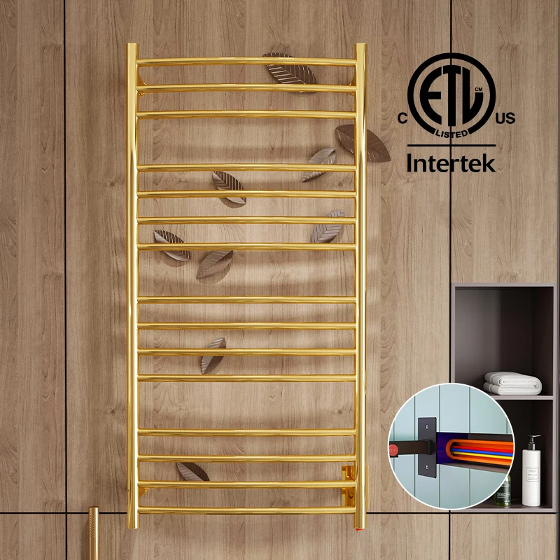 Gold/Chrome/Black Stainless Steel Bathroom Electric Heated Towel Rail Towel Warmer Wall Mounted Towel Warmer Racks