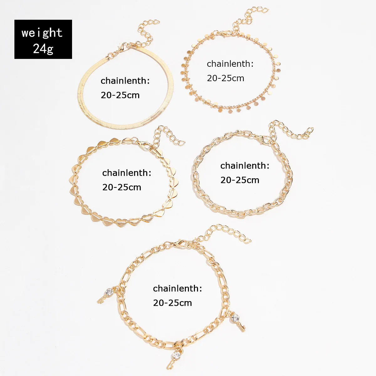 Bohemian Herz Schlüssel Charme Fußkettchen Set Für Frauen Sommer Knöchel Armband Gold Farbe Kette Auf Bein Strand Fuß Schmuck Zubehör