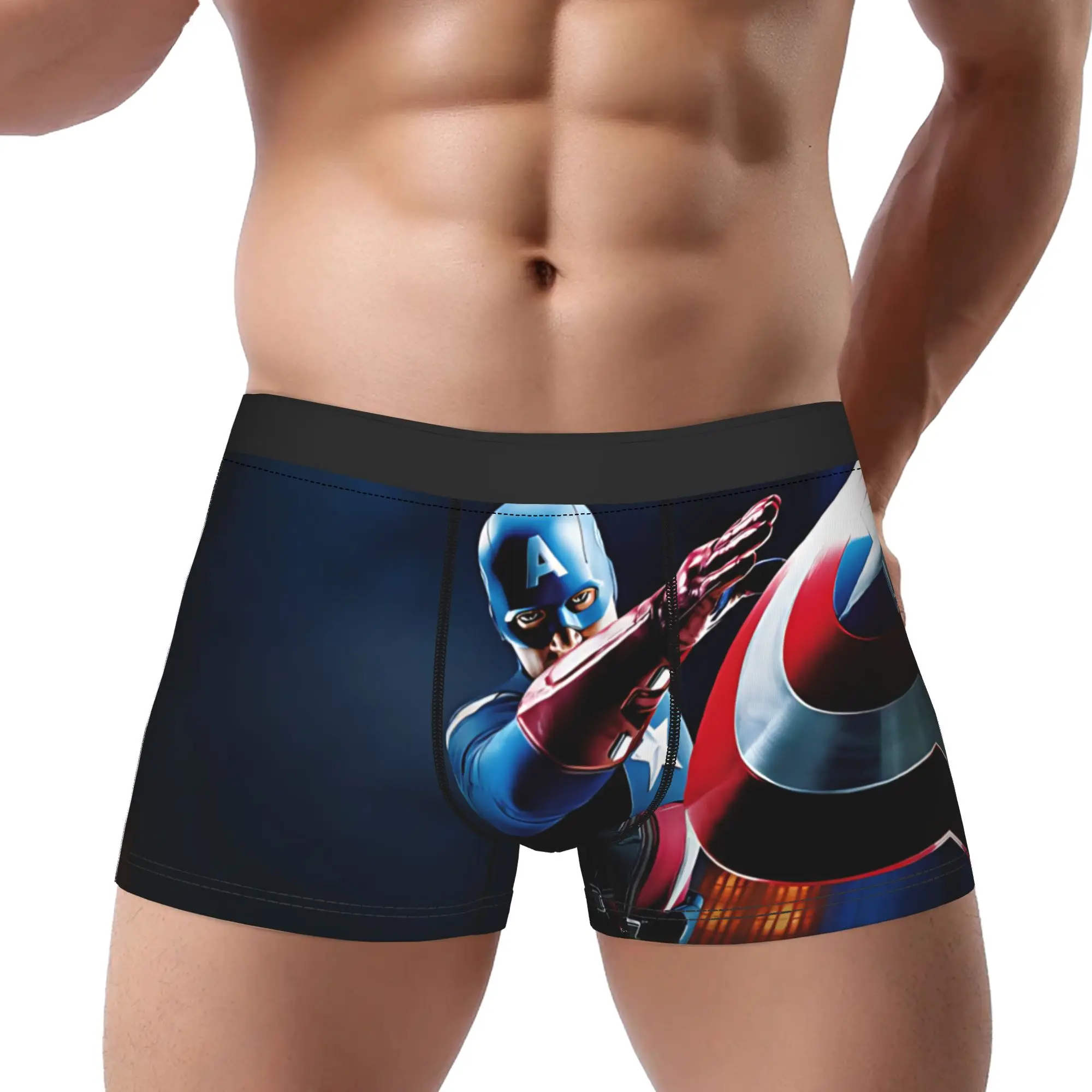 

Трусы-боксеры для взрослых 18+, трусы-боксеры с изображением Капитана Америки, дышащие трусики, мужское нижнее белье, сексуальные шорты, трусы-боксеры
