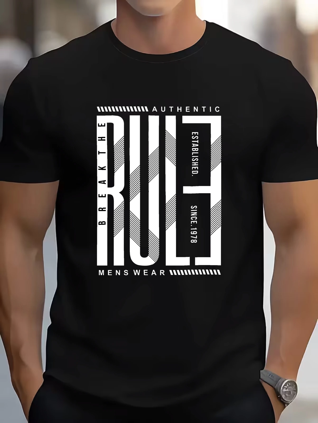 

Retro Colorful Abstract Graphic T-Shirt for Men, Art Style Short Sleeve Tee, Casual Abstract Print Tops