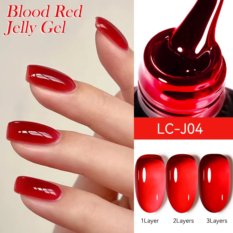 LILYCUTE 7ml Blood Red Jelly Gel Nail Polish Milky White Nude Pink Translucent Pudding Soak off Winter Manicure Nail Art UV Gel