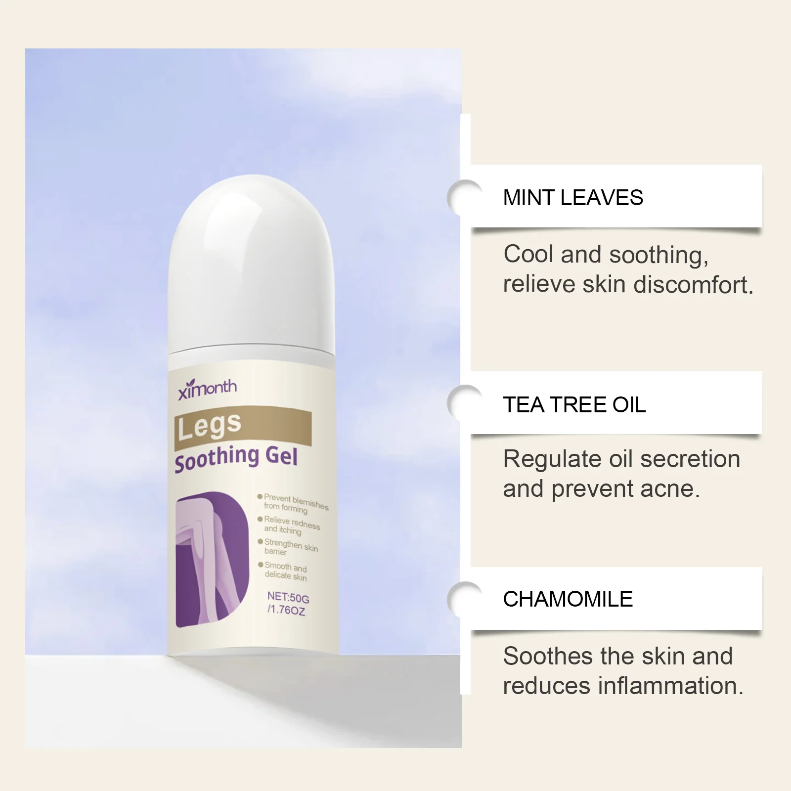Ximonth Legs Soothing Gel Gently Nourishes Prevent Acne Relieve Redness Itching Strengthens Skin Moisturizing Skin Care Beauty