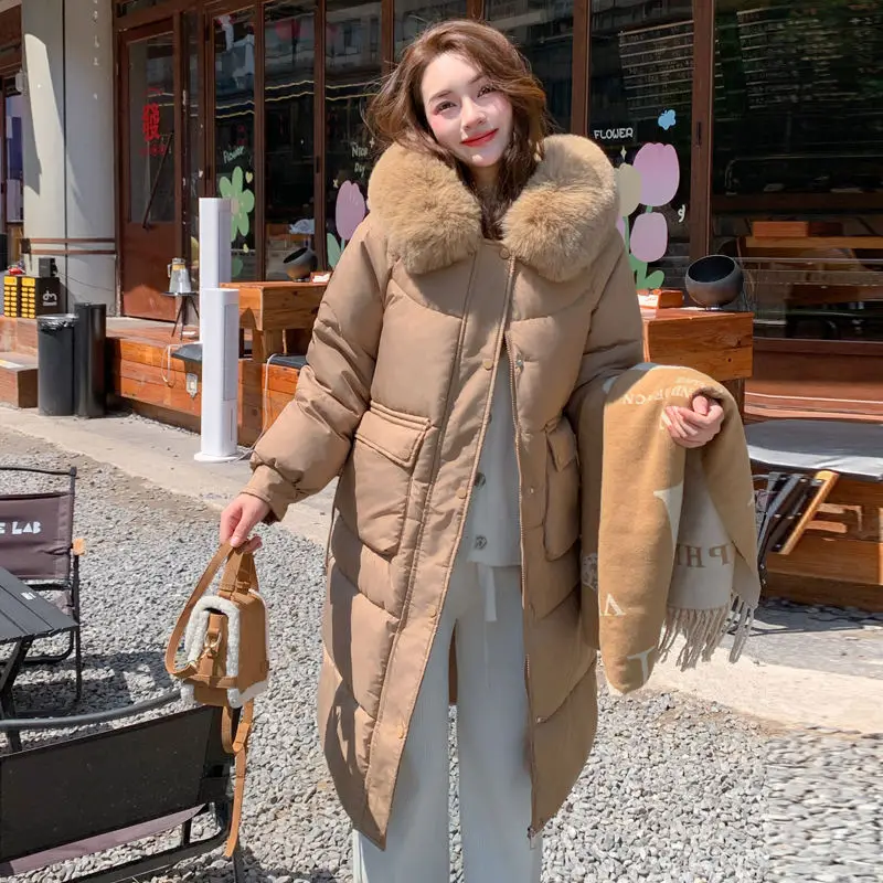 Parkas Warm Casual Parka Jacket 2025 New Winter Coat Women Long Jackets Fur Collar Lining Thick Black Snow Outwear Female