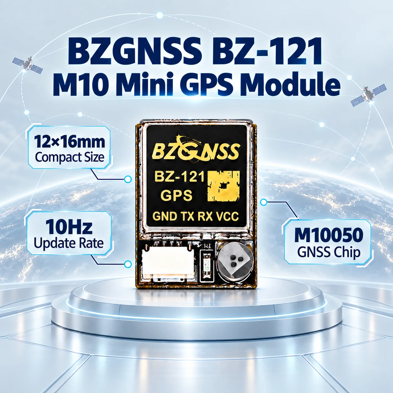 BZGNSS BZ-121 M10 Mini GPS Module for FPV Drone 12x16mm 5V UART 10Hz Multi-GNSS Receiver Betaflight INAV F4 F7 Flight Controller