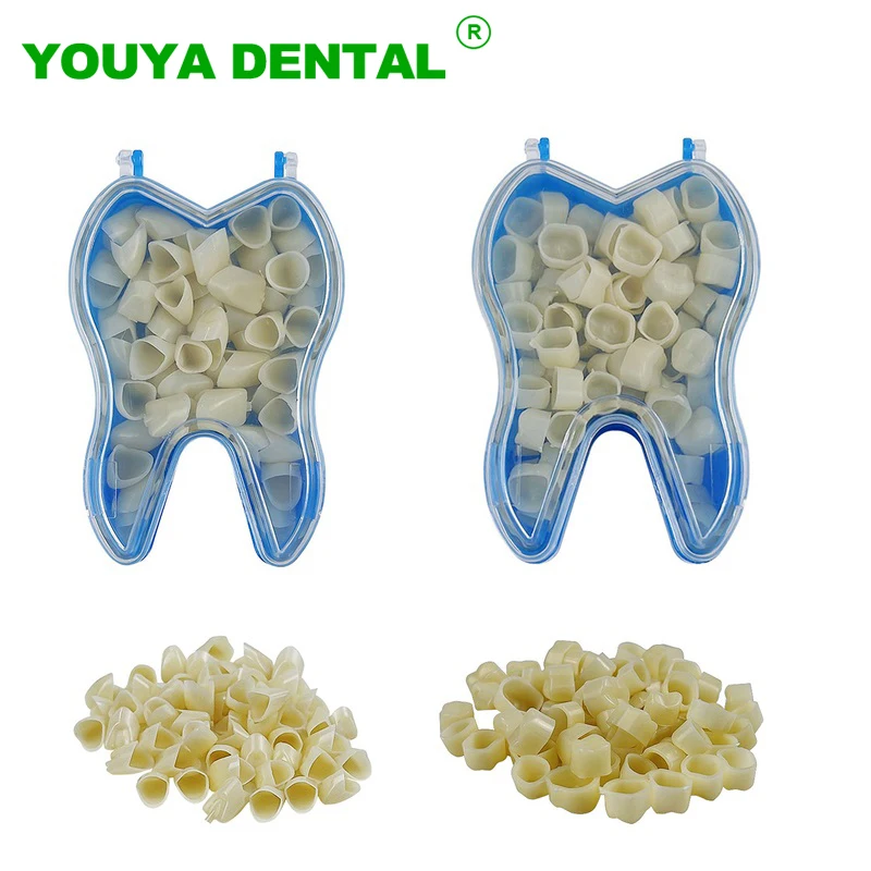 50Pcs/Box Resin Teeth Dentistry Dental Teeth Veneers Temporary Crown Material Porcelain Whitening Anterior Posterior Molar Crown