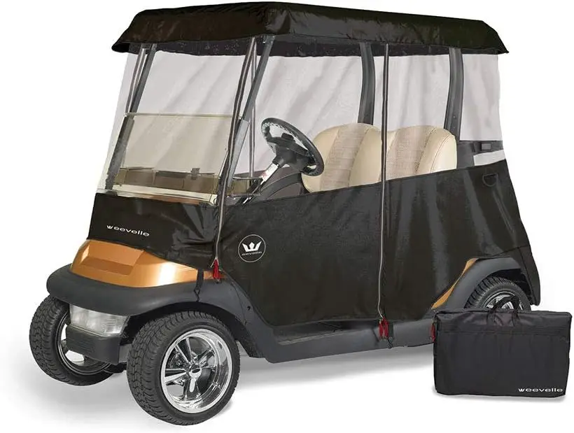 Golf Car Cover - All Weather Windproof Waterproof Rain Cover - 2 or 4-Sided Driving Enclosures