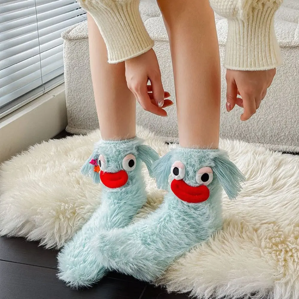 

Funny Plush Funny Tube Socks Tassels Cartoon Coral Fleece Socks Warm Thickened Furry Plush Sock Girls