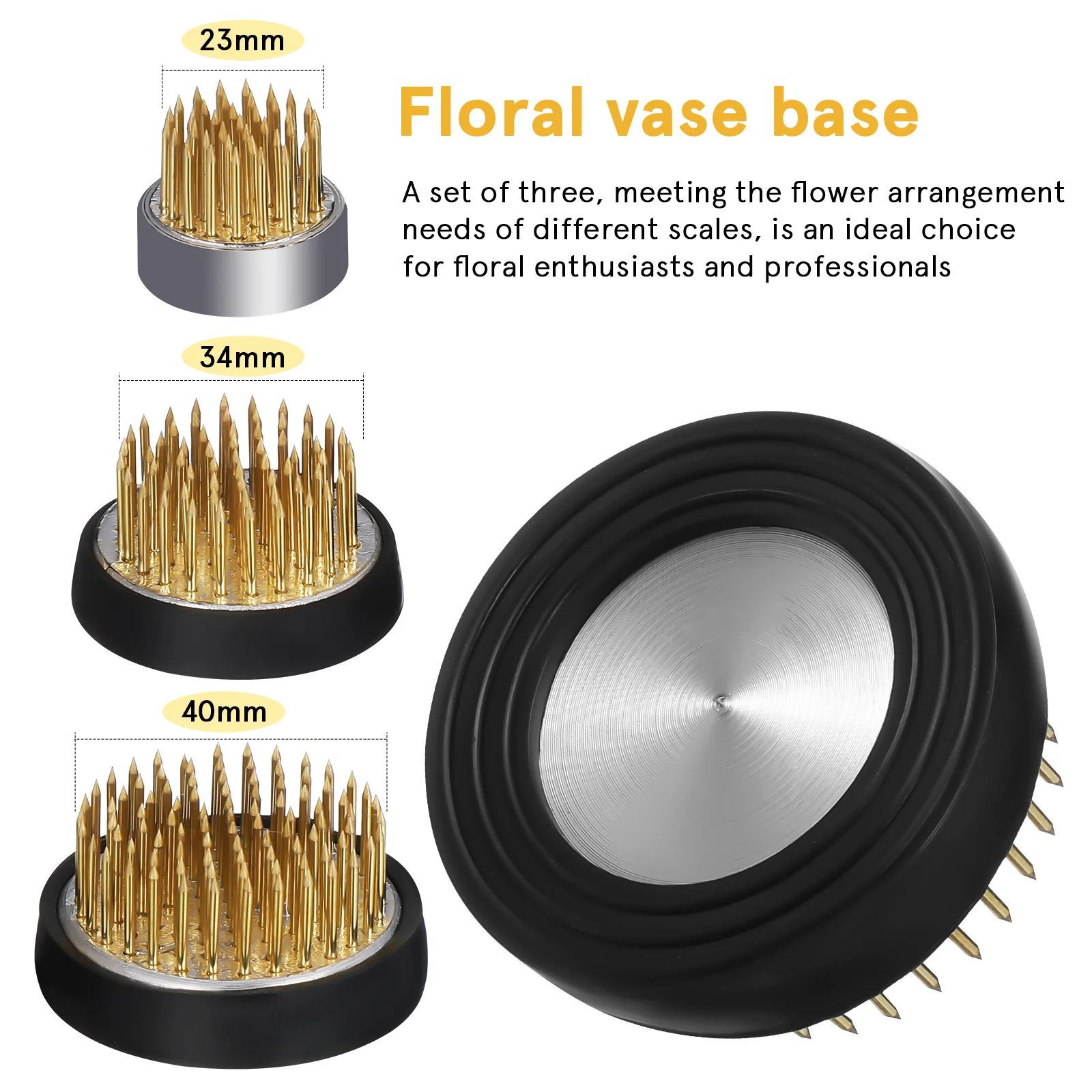 3 قطعة جيان شان قاعدة 23 مللي متر 34 مللي متر 40 مللي متر زهرة مستديرة الضفدع دبوس حامل لورشة ترتيب الأزهار ديكور المنزل تحديد الجذعية مستقرة