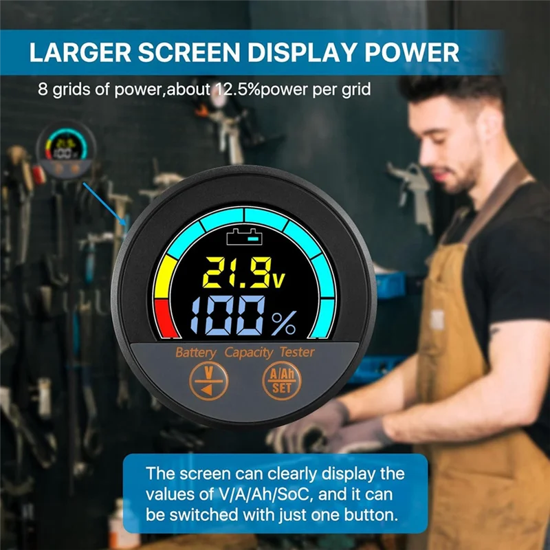 BAAG-testador de bateria IP67 à prova d'água 10-100V com monitor de capacidade de economia de energia de derivação 100A V/A/Soc/Ah para lítio, Lifepo4