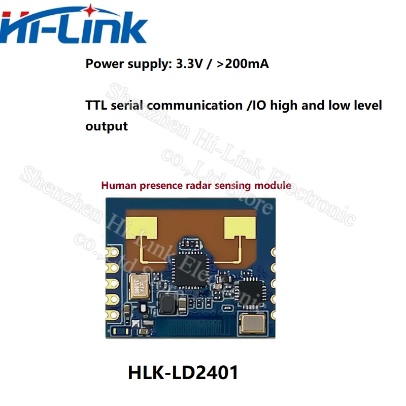 Hi-Link 24G human presence radar sensing module HLK- LD2401 millimeter wave radar sensor supports Bluetooth  LD2402G 5V Supply