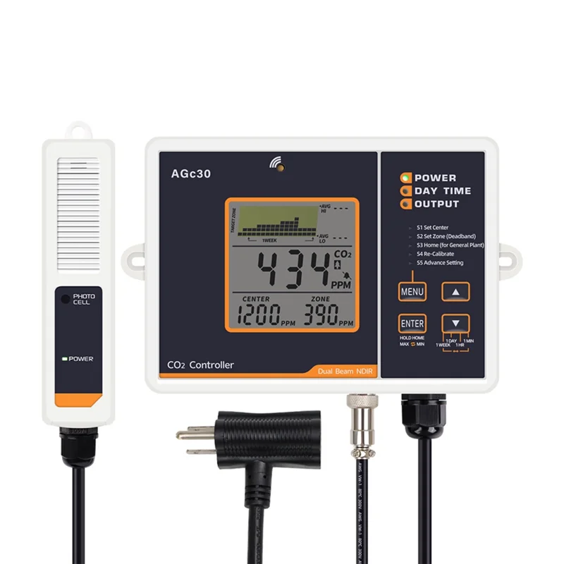 TAIGH-Digital Carbon Dioxide Controller CO2 Monitor NDIR Sensing Probe 0-5000Ppm Concentration Tester For Greenhouse Plant