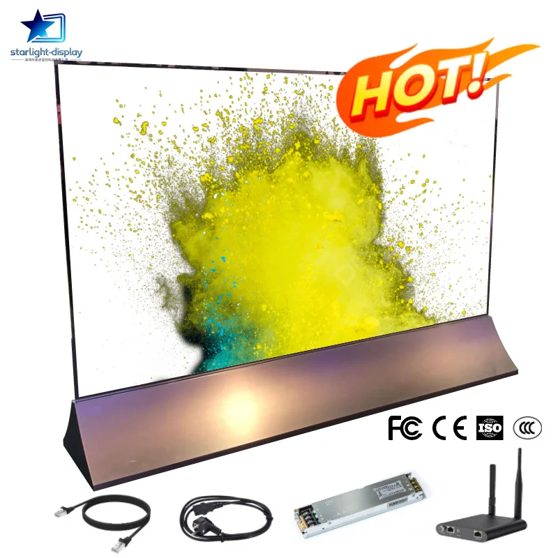 High Contrast Transparent LED Film Screen for Hotel Lobby Glass Partition Advertising