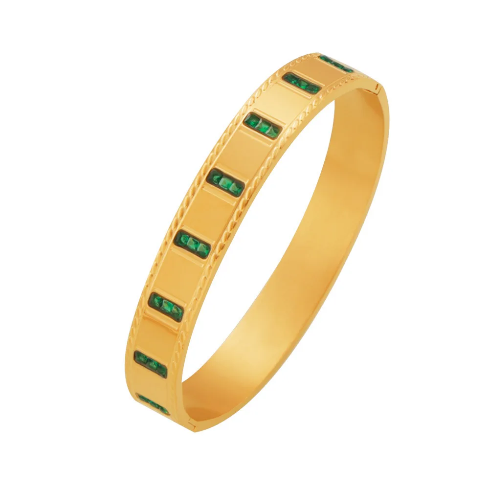 

Women's Bracelet INS Style Natural Green Glass Stone Stainless Steel Fashion Versatile Jewelry Accessories