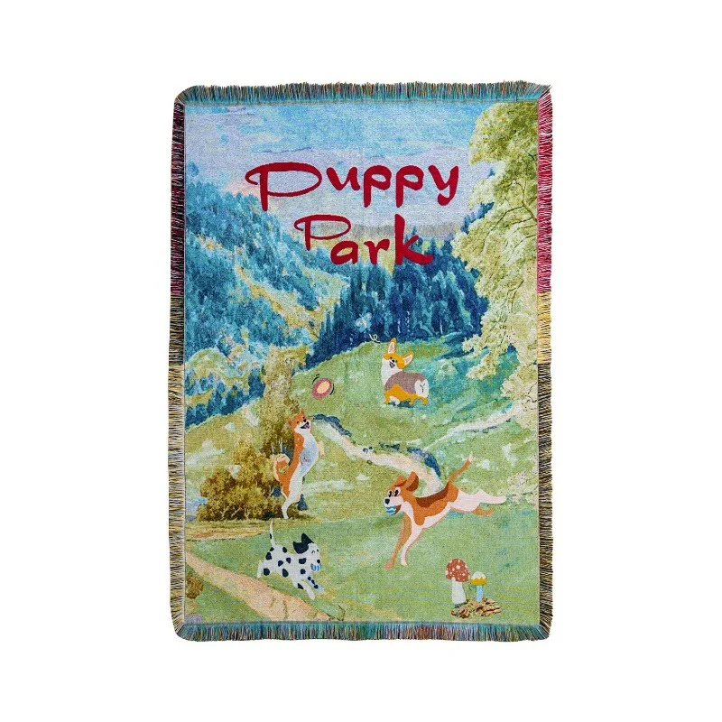 

Puppy Park Гостиная Настенный Гобелен Пасторальный Стиль Диван Одеяло Настенное Одеяло Жаккардовый Эстетический Декор Комнаты