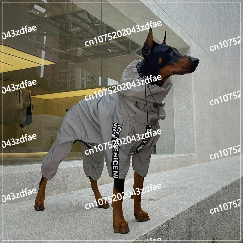 Large Dog Raincoat Reflective Waterproof Jacket Bulldog Doberman Greyhound Clothes Dogs Accessories Designer Pet Clothes