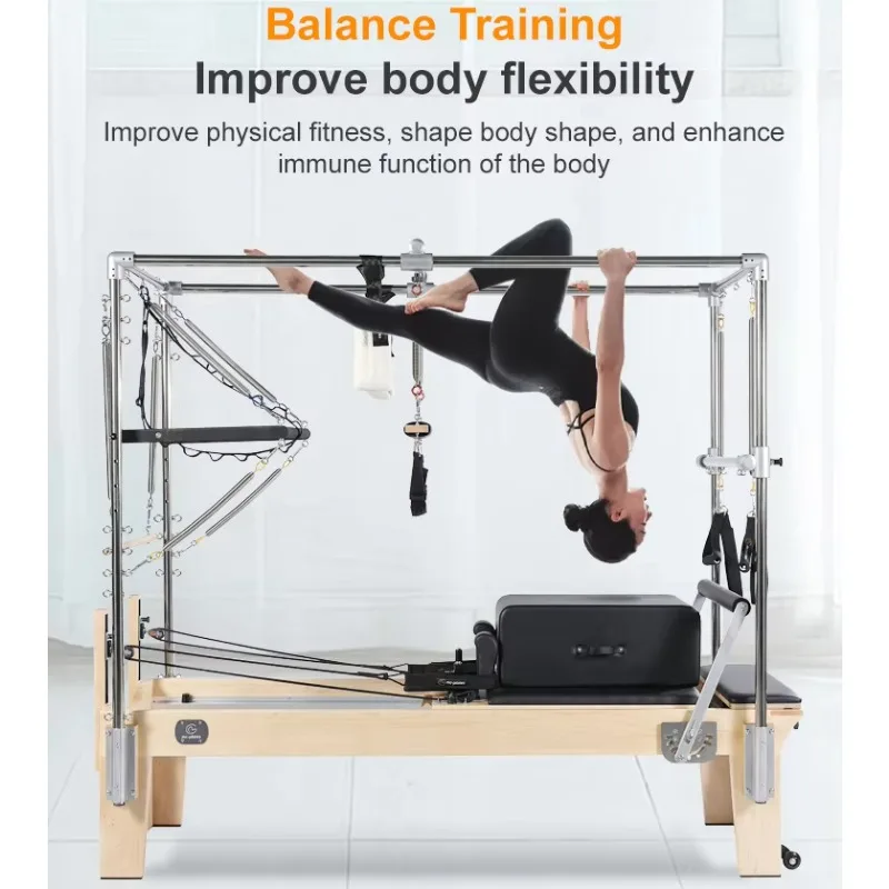 YTYIN مخصص بيلاتيس المصلح 3 في 1 معدات الصالة الرياضية سرير أساسي متعدد الوظائف لتمارين اللياقة البدنية المنزلية
