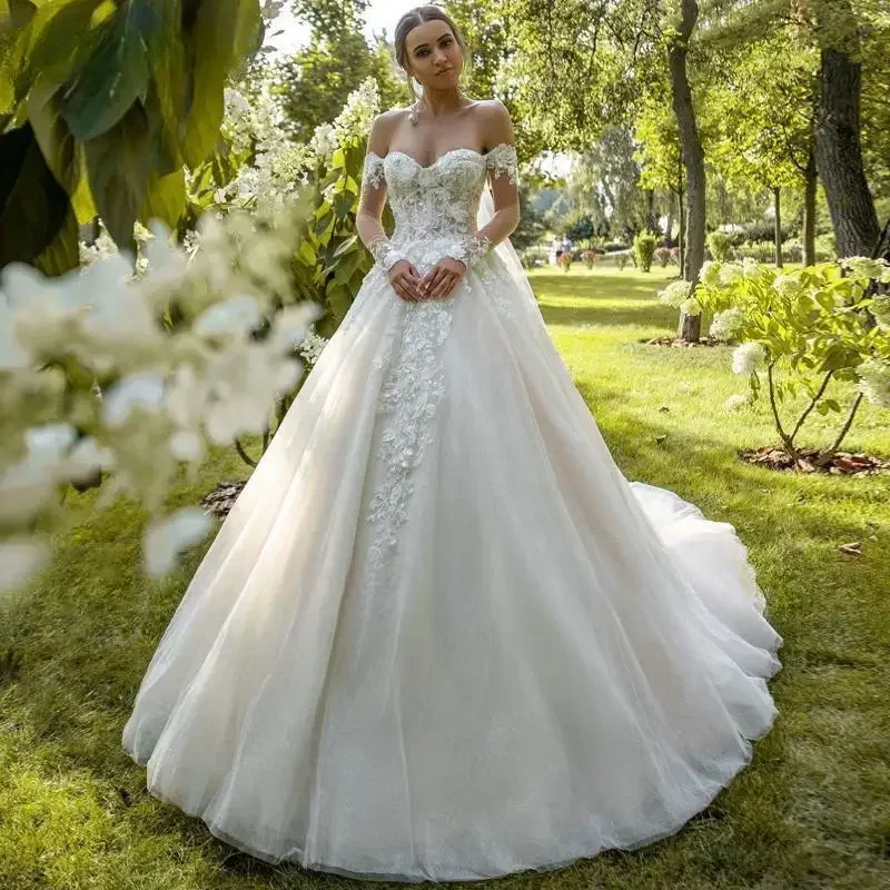 

Jane Eyre Glamorous Sweetheart Wedding Dresses for Women BridalLong Sleeves Lace Appliques Customized Vestidos de Noiva