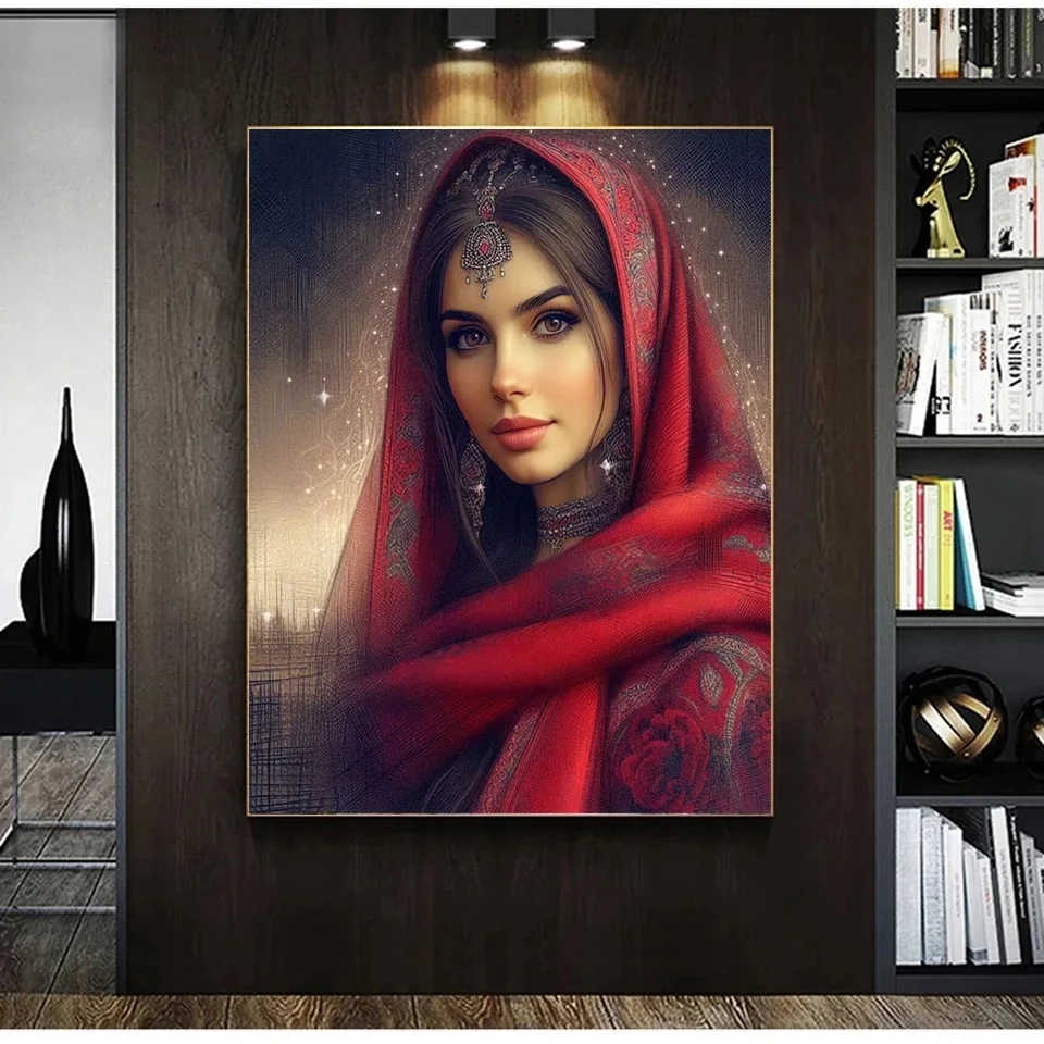 Diamond Art Painting Kits Cross Stitch Beautiful Woman Flowers 5D DIY Diamond Embroidery Portrait Rhinestones Full Mosaic Decor