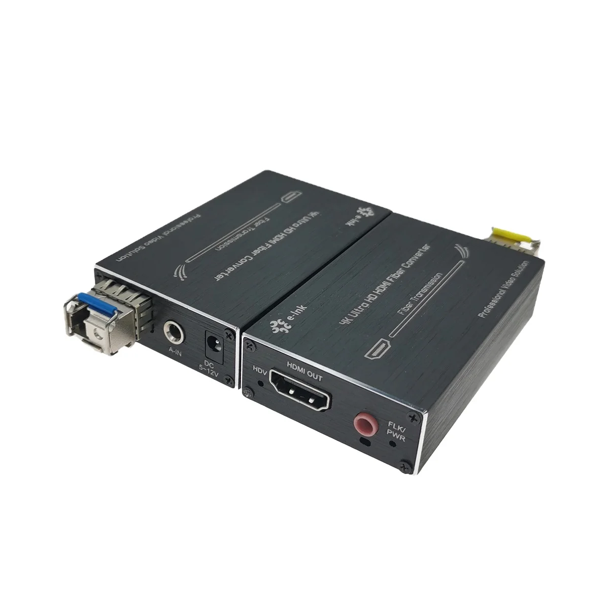 4K HDMI Fiber Extender Video Converter with External Audio Single Mode Single Fiber LC 20KM