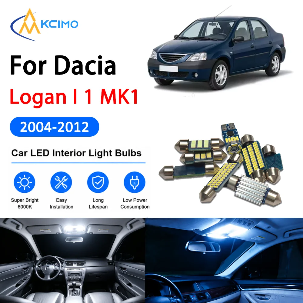 Error Free Interior Light Kit for Dacia Logan I 1 MK1 2004-2012 Premium Safer Dome Trunk Mirror Two Colors Reading Lamps Canbus