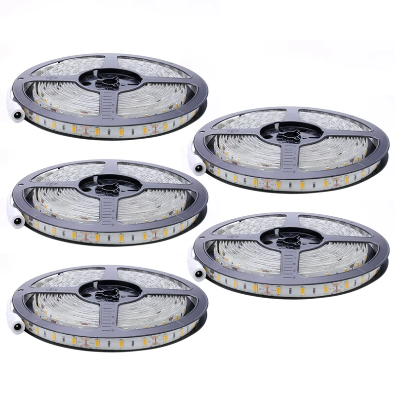 5X Flexible 5M DC 12V 36W SMD 2835X300 Leds IP20 Warm White(3000K) LED Strip Band Lights