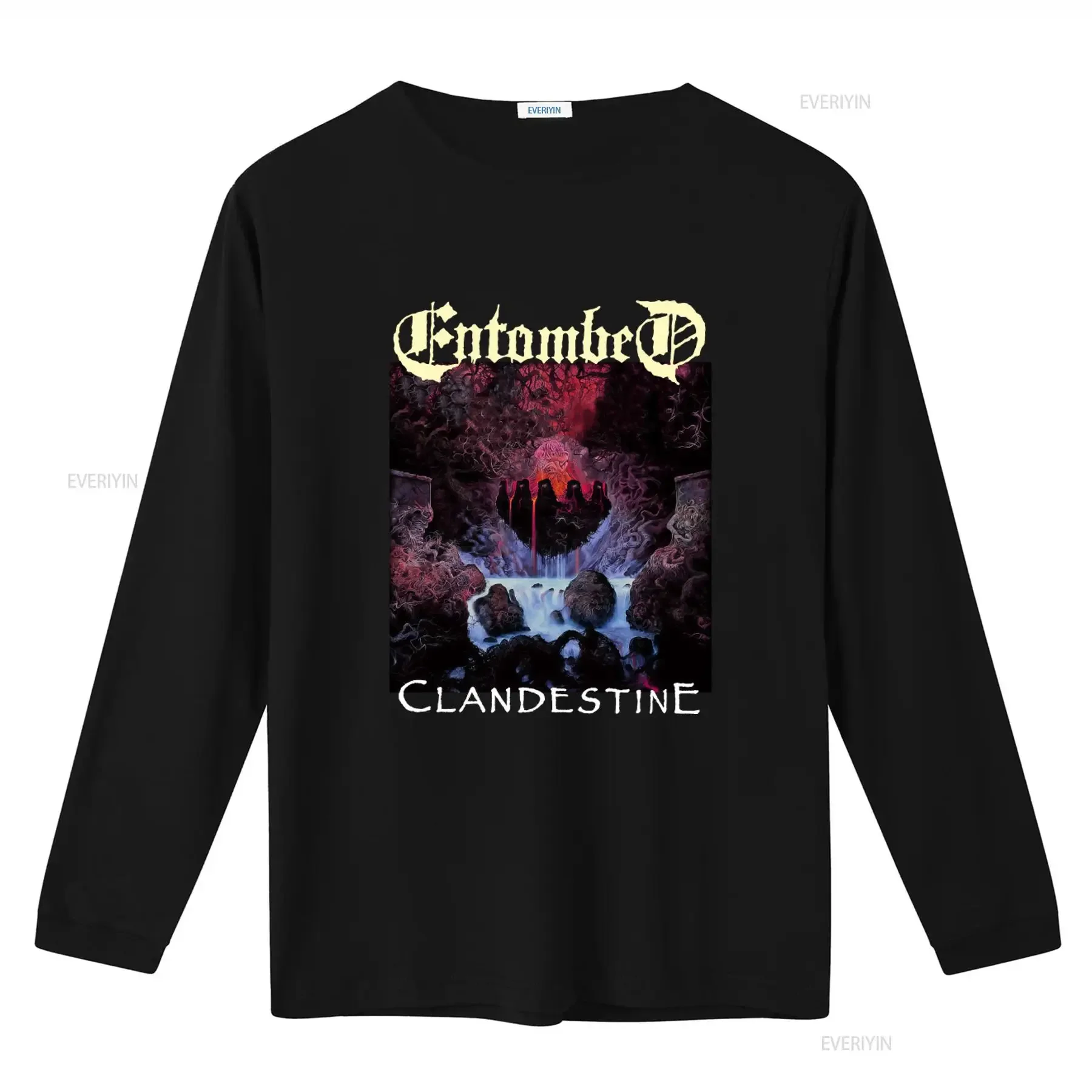 Entombed Clandestine Death Metal T Shirt Grave Dismember Unleashed Pestilence Design vintage Washed homme graphic fashion