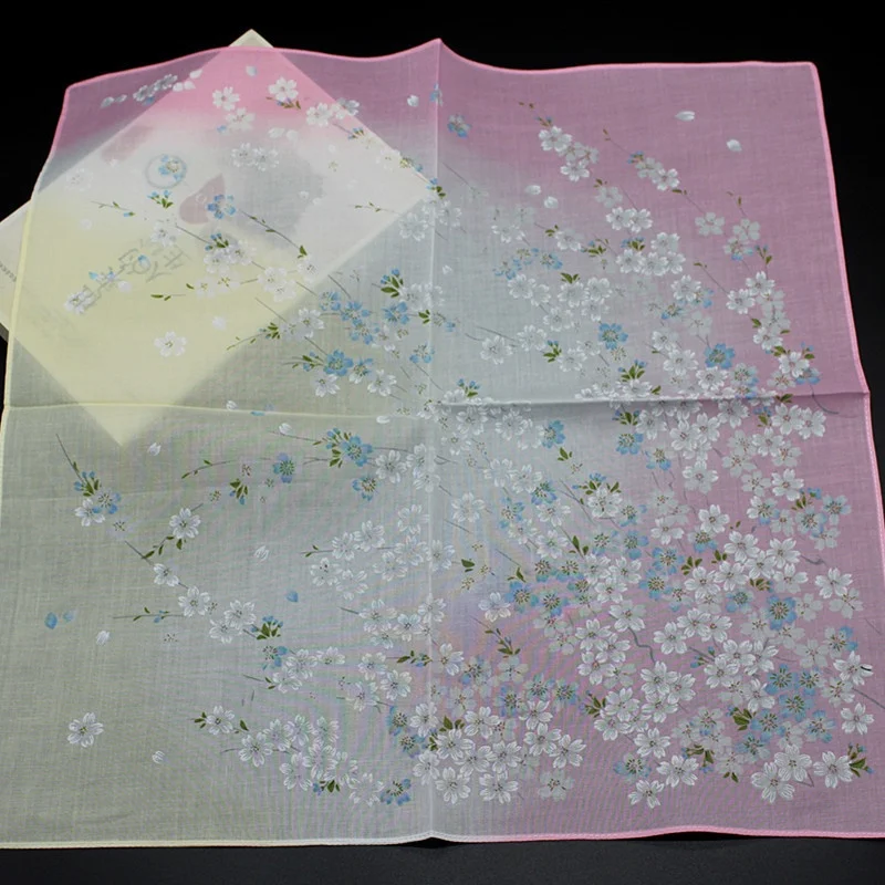 43cm * 43cm 60S Japanese Handkerchief Ladies Printed Cherry Blossom Handkerchief Small Square