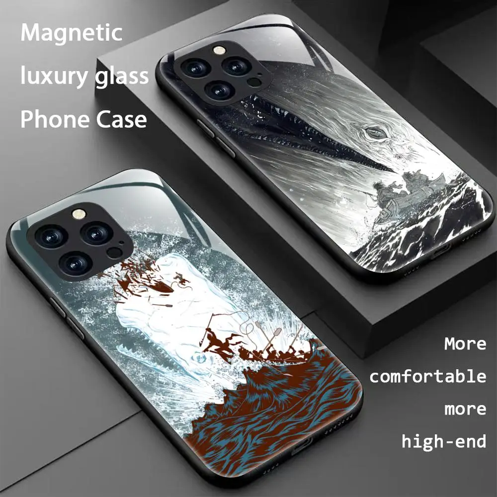 

Популярный чехол для телефона Moby Dick Novels для iPhone 16, 15, 14, 13, 12, 11 X XR XS 8 Plus Mini Pro Max, стеклянный магнитный чехол для телефона
