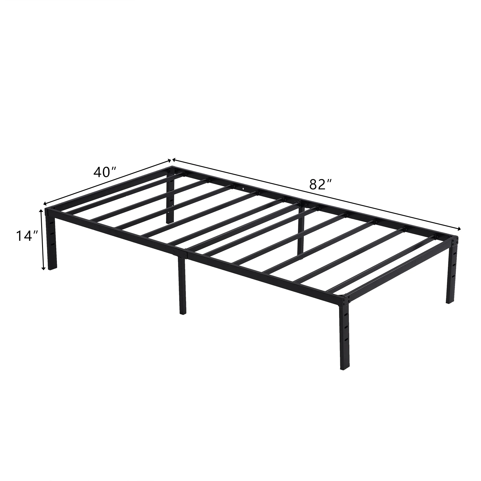 208*101.5*35.5cm Bed Height 14" Simple Basic Iron Bed Frame Iron Bed Black