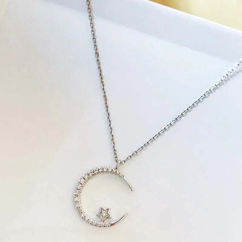 Celestial Star Moon Pendant Necklace Women Choker Boho Fashion Dainty Gold Plated Zircon Hipster Party Gift Jewelry