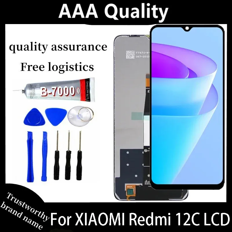 

100% Test For Redmi 12C LCD Display, with Frame,22120RN86G Touch Screen Digitizer Asembly 6.71" For Redmi 12C Screen Replacement