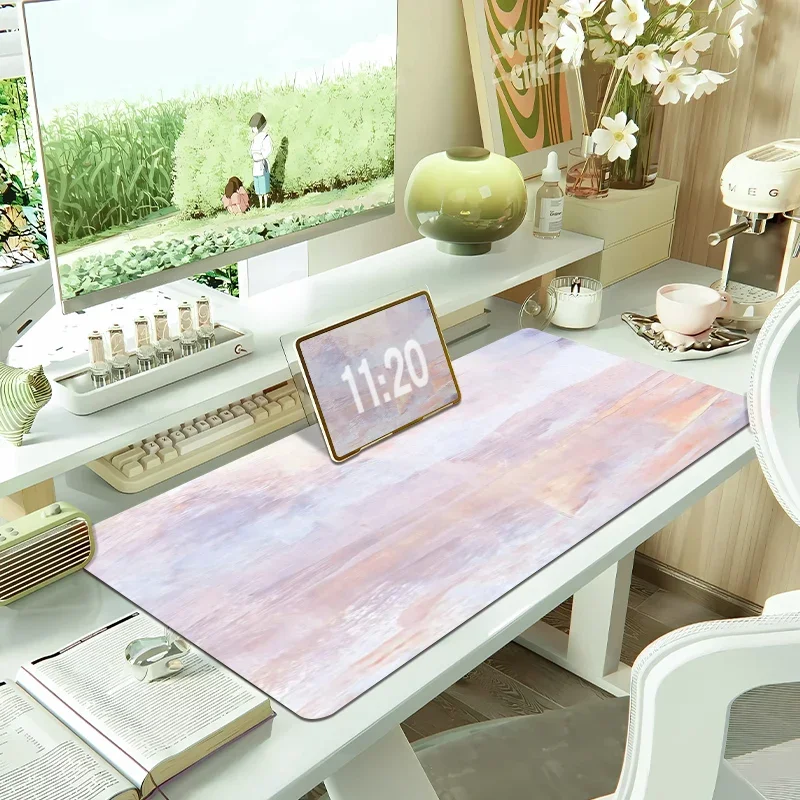 Office Simple Watercolor Green Gradual Change Leather Mouse Pad Oversized Spring High Value Computer Desk Table Pad Keyboard Pad