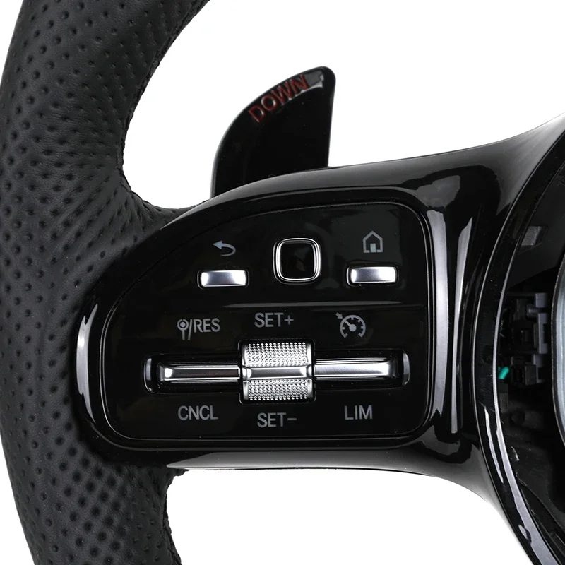 With Piano Black Trim Full Leather Steering Wheel for  W211 W169 W177 W221 GLS X167 GLA45 X156 Gle 53 AMG GT 2023