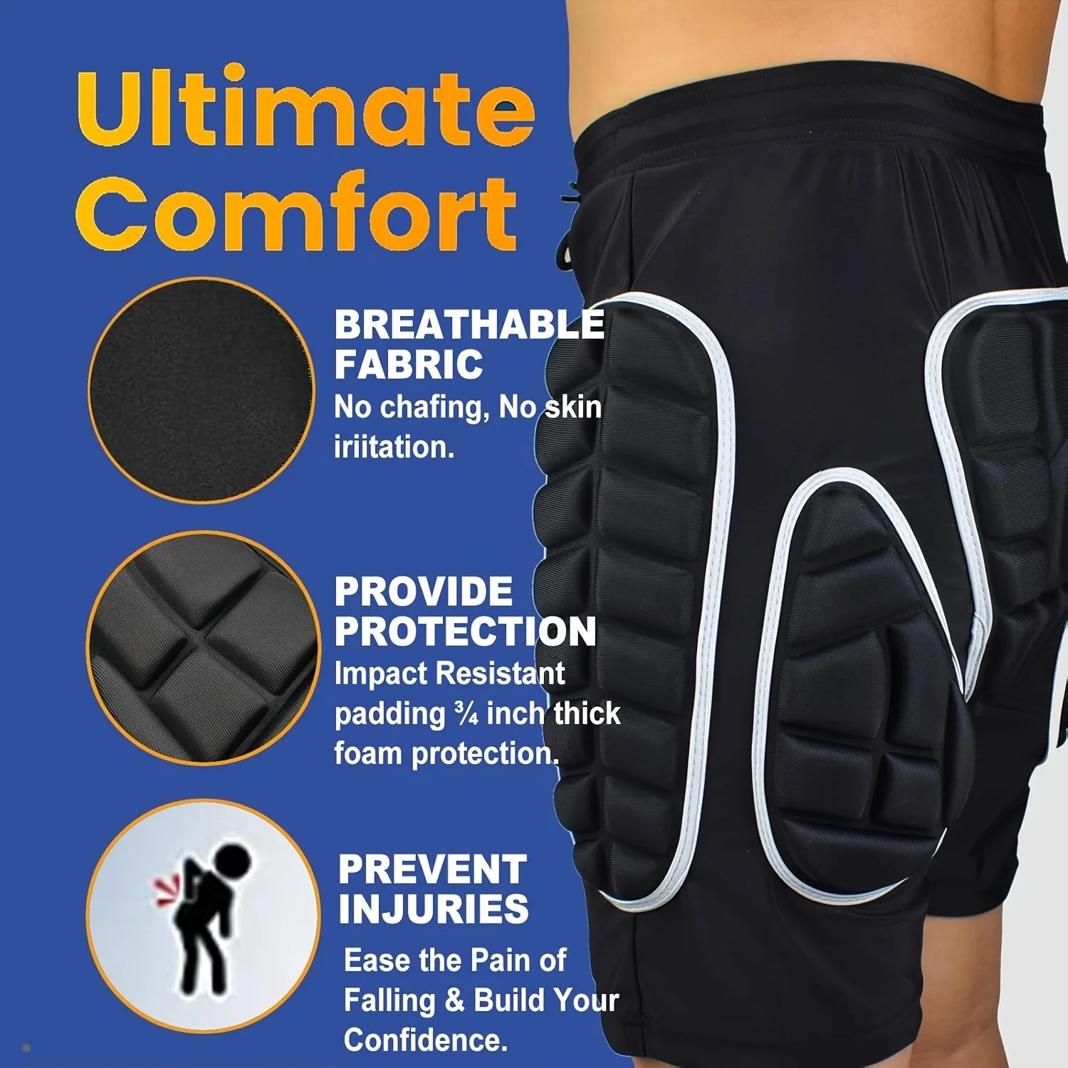 Protective Padded Compression Shorts for Adults – Impact-Resistant Hip & Butt Guard for Snowboarding, Skating & Extreme Sports