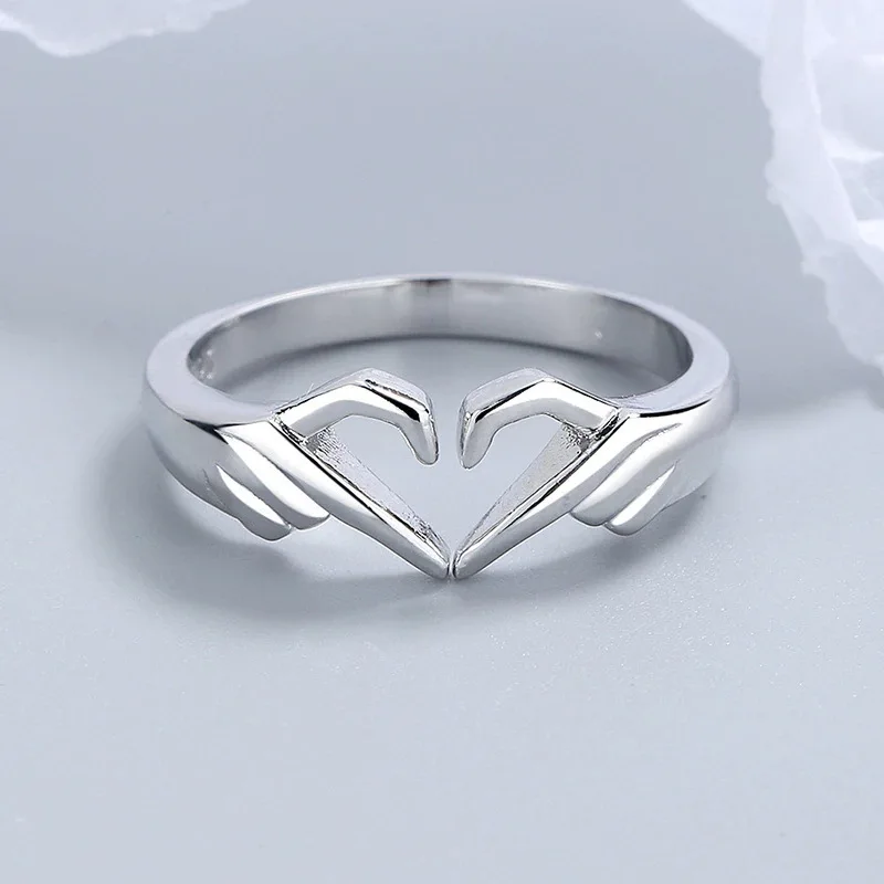 Charm Hold Hands Love Rings for Women Men Trendy Couple Ring Proposal Wedding Banquet Jewelry Gifts Adjustable - Image 2