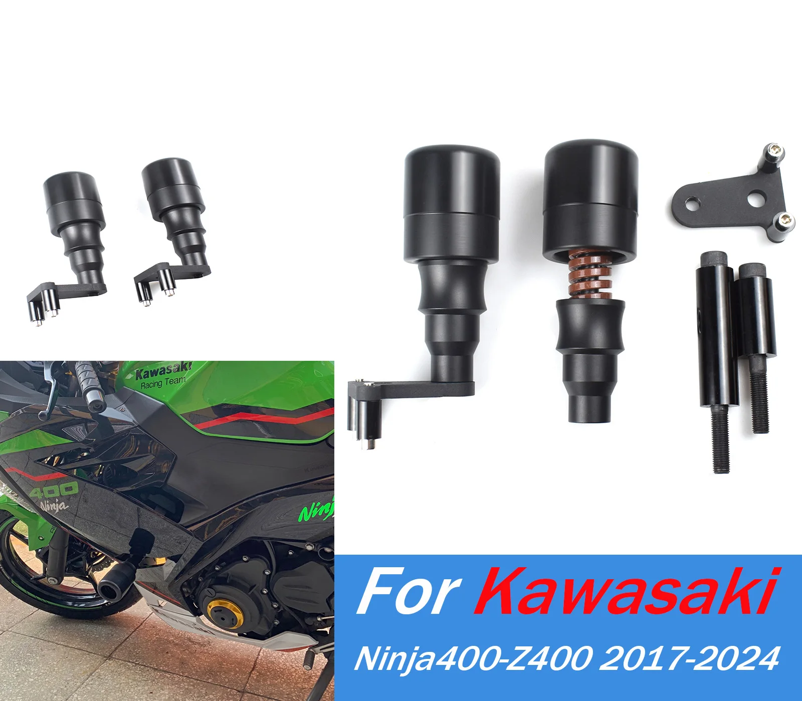

For Kawasaki Ninja400 Z400 2017-2024 Motorcycle Falling Protection Frame Slider Fairing Guard Crash Pad Protector Accessories ﻿
