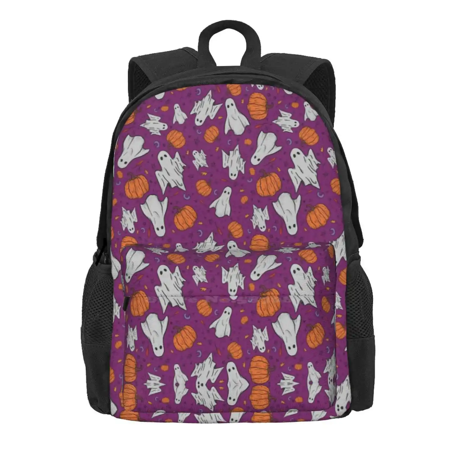 Pumpkin And Ghost Pattern Hot Sale Backpack Fashion Bags Pumpkin Ghost Scary Halloween Cute Spooky Season Autumn Fall Trick Or