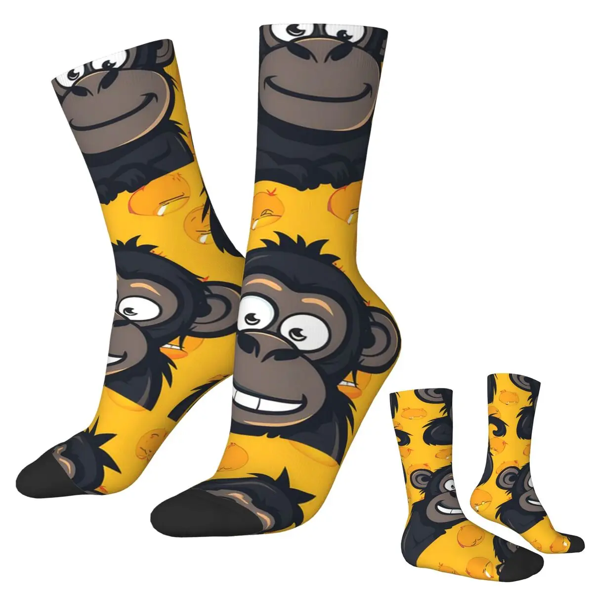 All Seasons Crew Stockings Cartoon Monkey Orangutan Design Socks Funny Long Socks for Men Women Valentine's Day Gifts