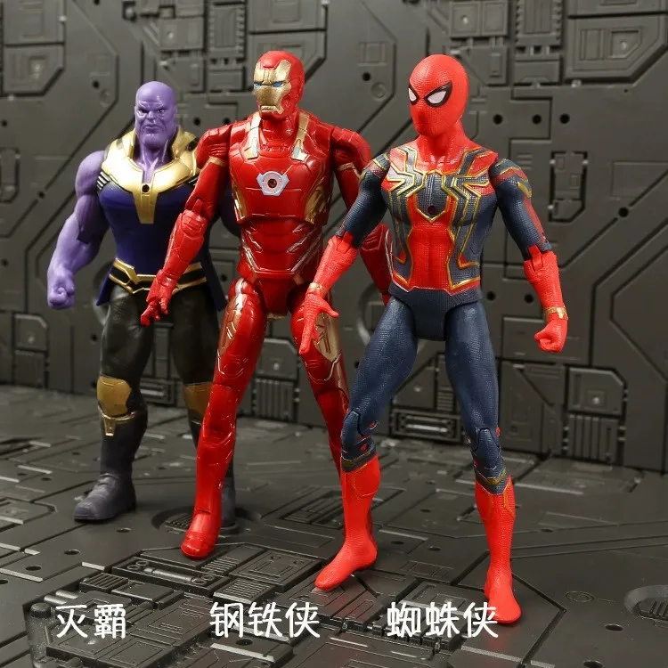 Avengers Hero-actiefiguur: Iron Man, Spider-Man en Hulk, met beweegbare gewrichten en bewegbare displaymodellen, speelgoedfiguren